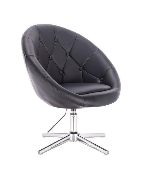 HC8516CROSS Fekete modern műbőr szék krómozott lábbal