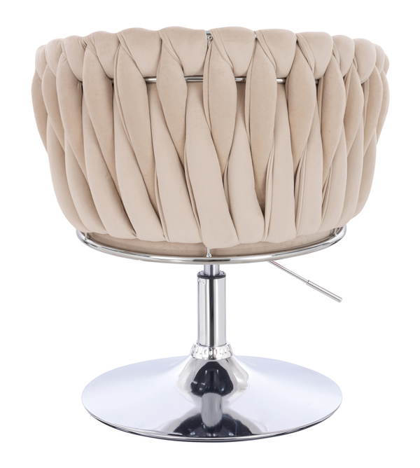 HR750N Krémszínű Modern Velúr Szék Krómozott lábbal