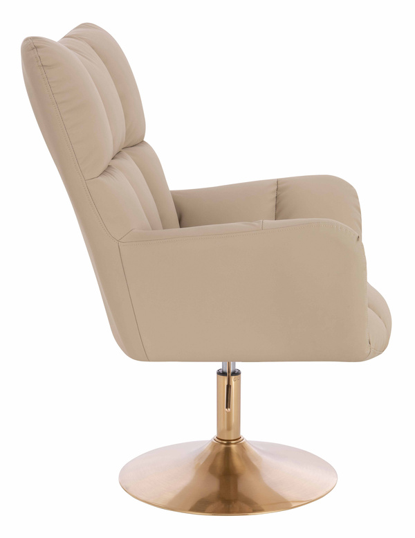 HR650N Krémszínű Műbőr Premium Soft szék arany lábbal
