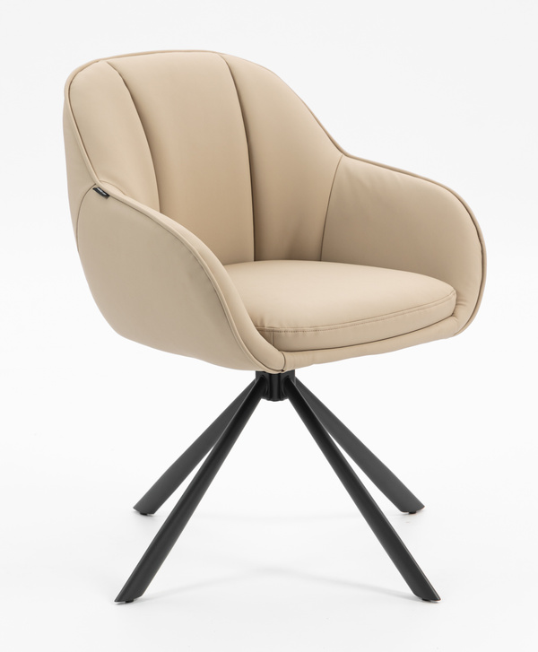 HR2055 CSILLAGLÁB Krémszínű Modern Műbőr Szék Fekete lábbal