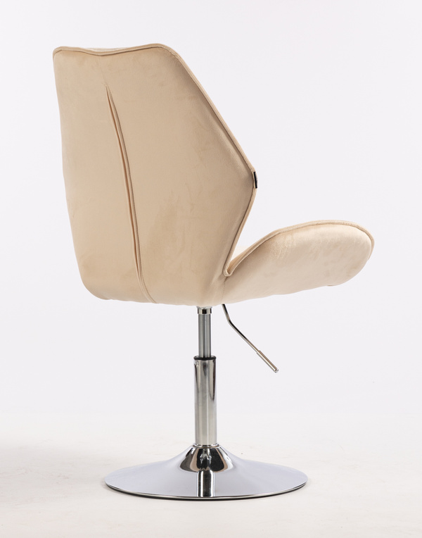 HR350N Krémszínű modern velúr szék krómozott lábbal