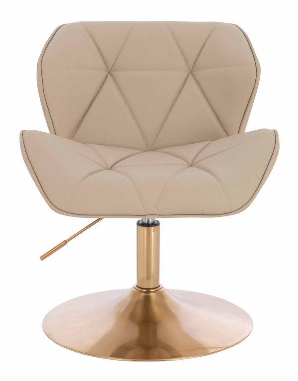 HR111N Krémszínű Műbőr Premium Soft szék arany lábbal