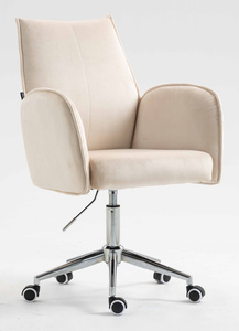 HR280K Krémszínű Modern Velúr Szék Krómozott lábbal