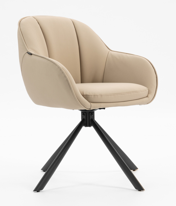 HR2055 CSILLAGLÁB Krémszínű Modern Műbőr Szék Fekete lábbal