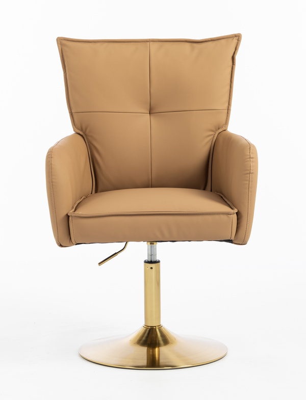 HR250N Karamell Színű Prémium Soft Műbőr Szék Arany Lábbal