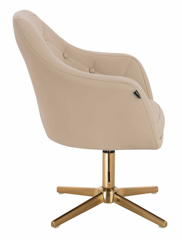 HR831CROSS Krémszínű Műbőr Premium Soft szék Arany lábbal