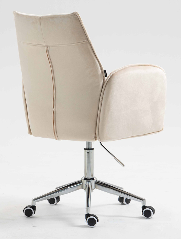 HR280K Krémszínű Modern Velúr Szék Krómozott lábbal