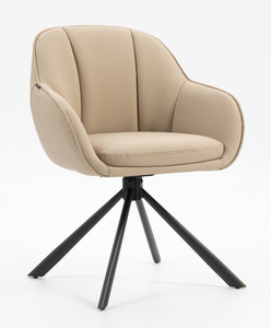 HR2055 CSILLAGLÁB Krémszínű Modern Műbőr Szék Fekete lábbal