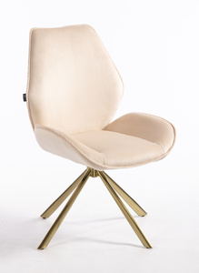 HR350 CSILLAGLÁB Krémszínű modern velúr szék arany lábbal