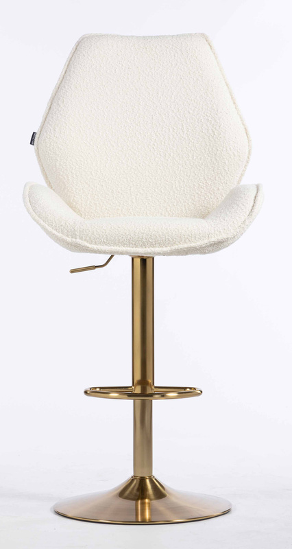 HR350W Krémszínű boucle velúr szék arany lábbal