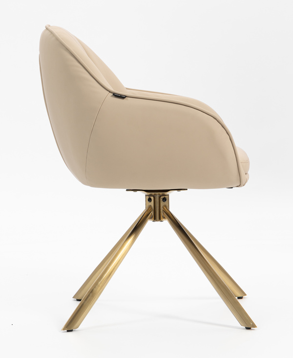 HR2055 CSILLAGLÁB Krémszínű Modern Műbőr Szék Aany lábbal