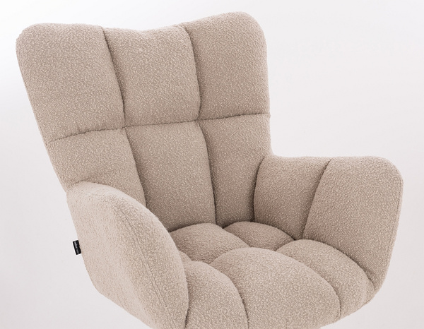 HR650CROSS Latte modern boucle szék arany lábbal