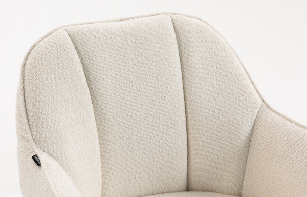 HR2055W Krémszínű Modern Boucle Szék Arany lábbal