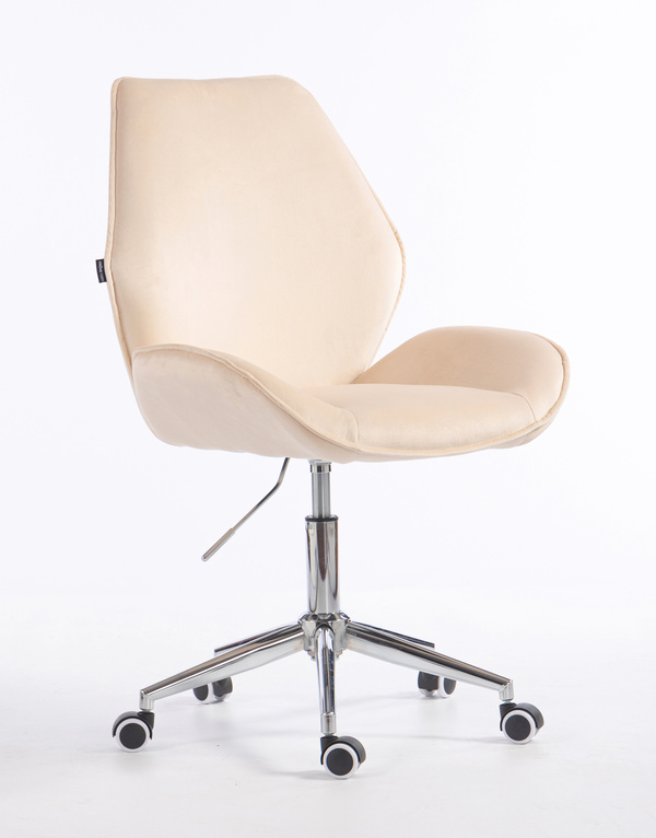 HR350K Krémszínű modern velúr szék krómozott lábbal