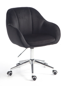 HR2055K Fekete Modern Velúr Szék Krómozott lábbal