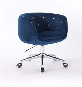 HR333K Tengerkék velur modern szék krómozott lábbal