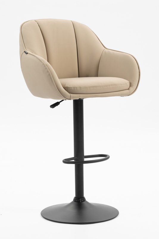 HR2055W Krémszínű Modern Műbőr Szék Fekete lábbal