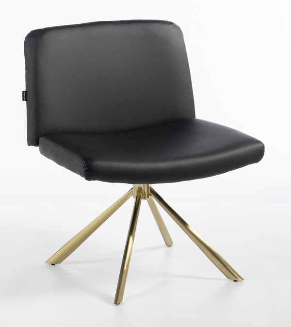 HR150 CSILLAGLÁB Fekete Modern Műbőr Szék Arany lábbal