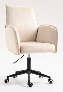 HR280K Krémszínű Modern Velúr Szék Fekete lábbal