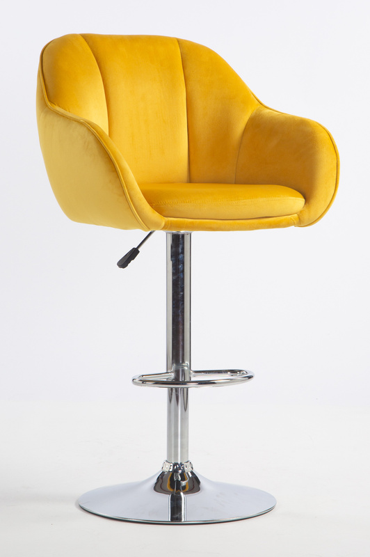 HR2055W Sárga Modern Velúr Szék Krómozott lábbal