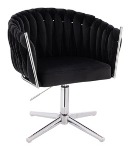 HR750CROSS Fekete Modern Velúr Szék Krómozott lábbal