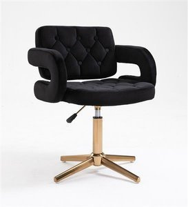 HR8403CROSS Fekete modern velúr szék arany lábbal