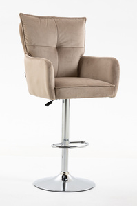 HR250W Latte modern velúr szék krómozott lábbal