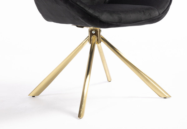 HR350 CSILLAGLÁB Fekete modern velúr szék arany lábbal