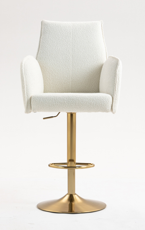 HR280W Krémszínű modern boucle szék arany lábbal