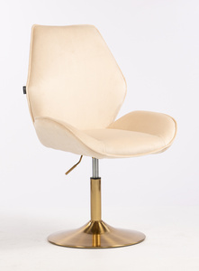 HR350N Krémszínű modern velúr szék arany lábbal