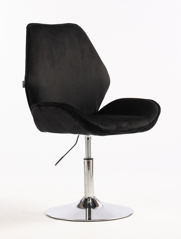 HR350N Fekete modern velúr szék krómozott lábbal