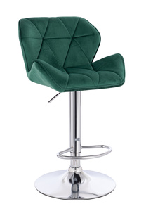 HR111W Sötétzöld modern velúr szék krómozott lábbal