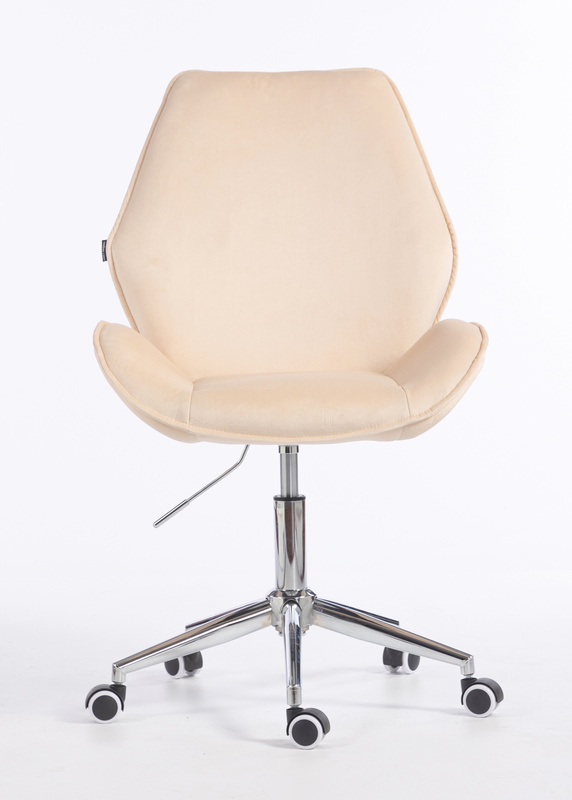 HR350K Krémszínű modern velúr szék krómozott lábbal