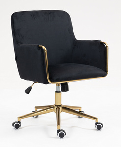 HR4318K Fekete modern velúr szék arany lábbal