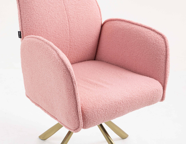 HR280 CSILLAGLÁB Púder Rózsaszín modern boucle szék arany lábbal