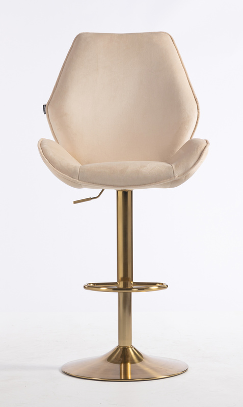 HR350W Krémszínű modern velúr szék arany lábbal