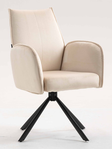 HR280 CSILLAGLÁB Krémszínű Modern Velúr Szék Fekete lábbal