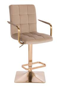 HC1015WP Négyzet Latte modern velúr szék arany lábbal