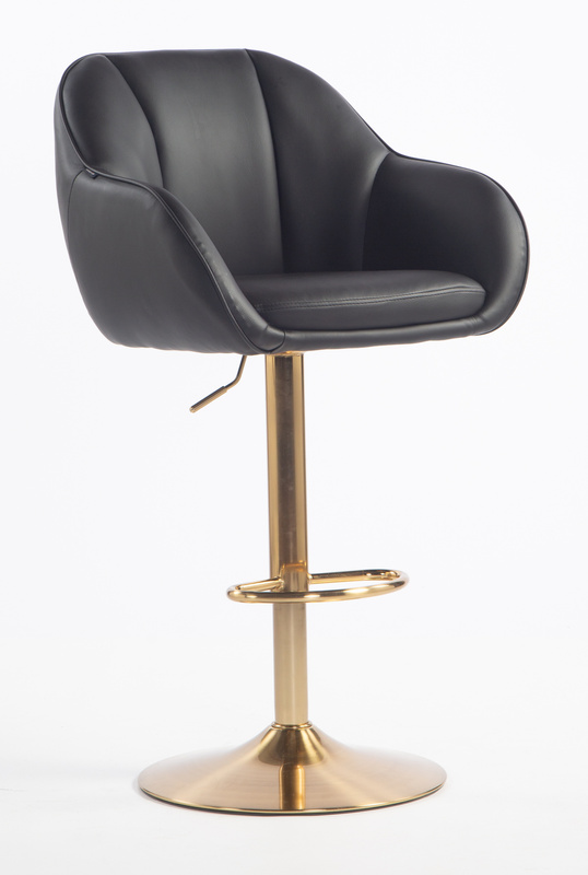 HR2055W Fekete Modern Műbőr Szék Aany lábbal