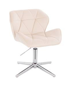 HR111CROSS Krémszínű modern velúr szék krómozott lábbal