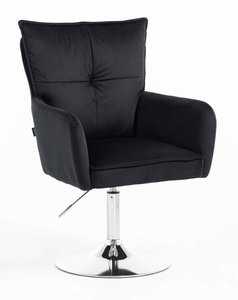 HR250N Fekete modern velúr szék krómozott lábbal