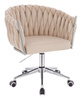 HR750K Krémszínű Modern Velúr Szék Krómozott lábbal