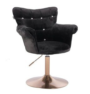 HR804CN Fekete modern velúr szék arany lábbal
