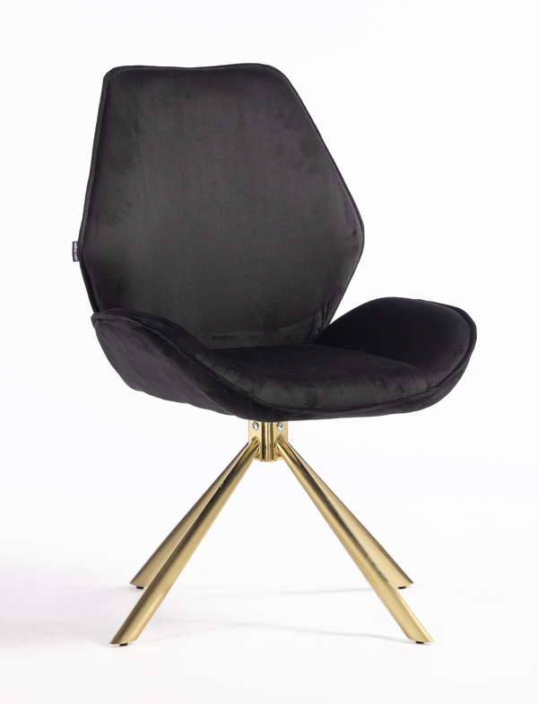 HR350 CSILLAGLÁB Fekete modern velúr szék arany lábbal