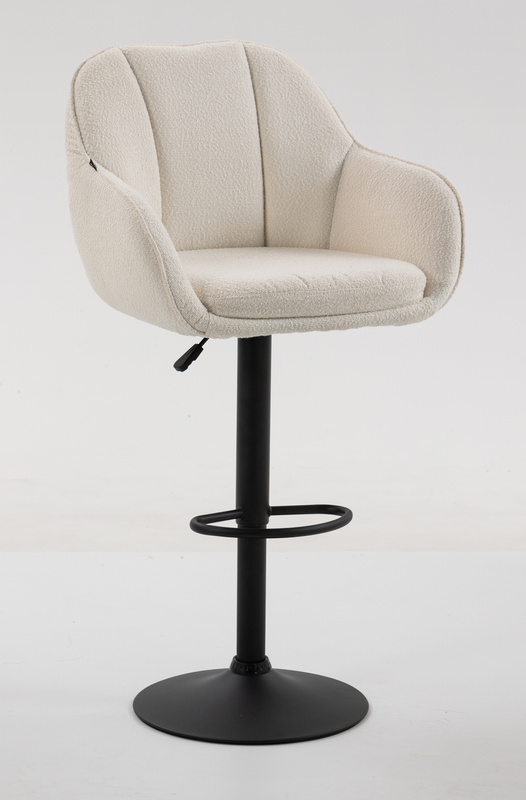 HR2055W Krémszínű Modern Boucle Szék Fekete lábbal