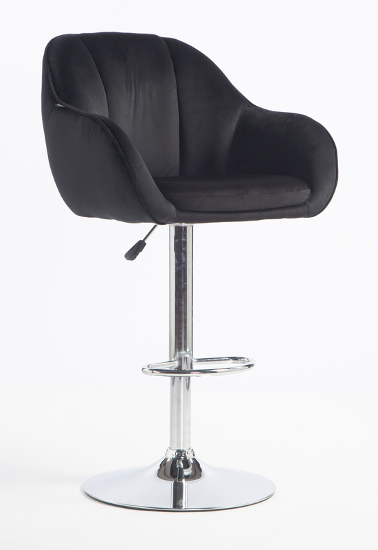 HR2055W Fekete Modern Velúr Szék Krómozott lábbal