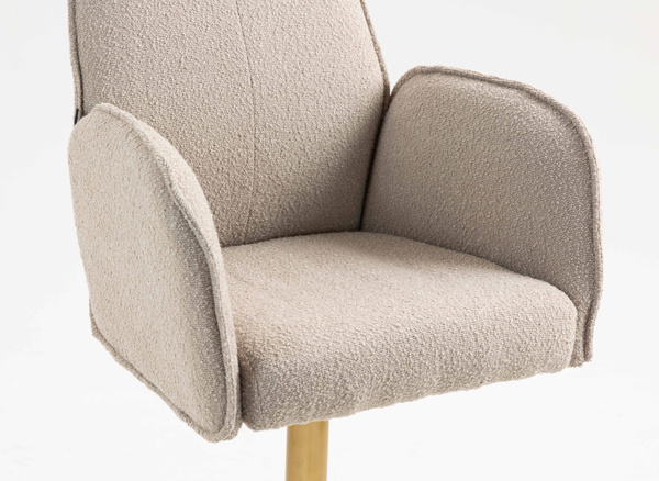 HR280KW Latte modern boucle szék arany lábbal