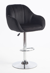 HR2055W Fekete Modern Velúr Szék Krómozott lábbal