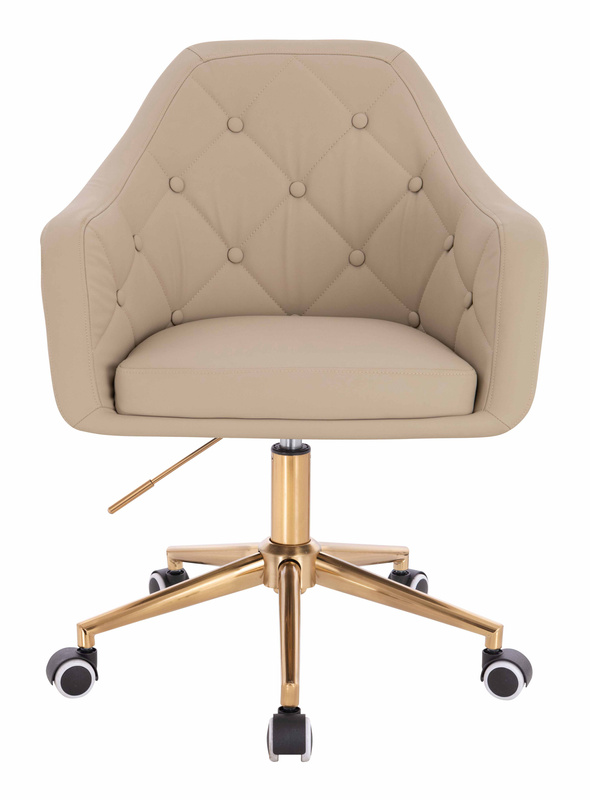 HR831K Krémszínű Műbőr Premium Soft szék Arany lábbal