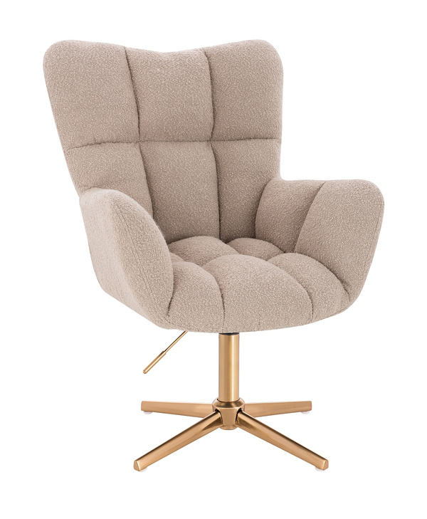 HR650CROSS Latte modern boucle szék arany lábbal